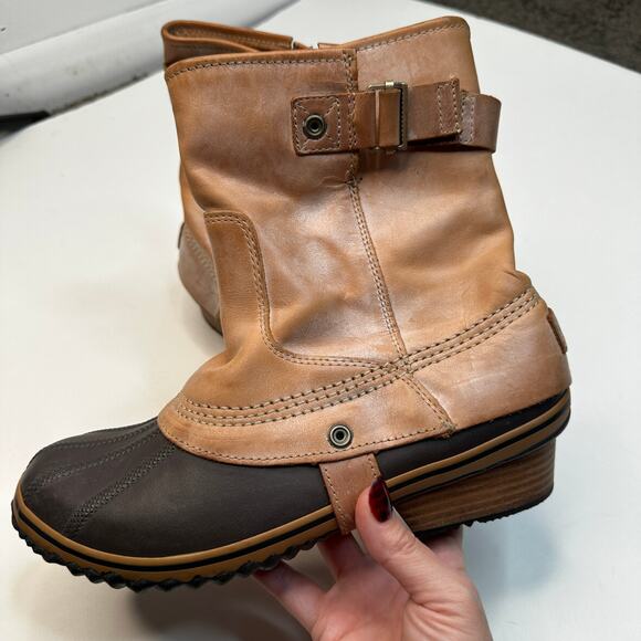 Sorel Brown Full Grain Leather Slimpack Short Riding Boots - Picture 1 of 6